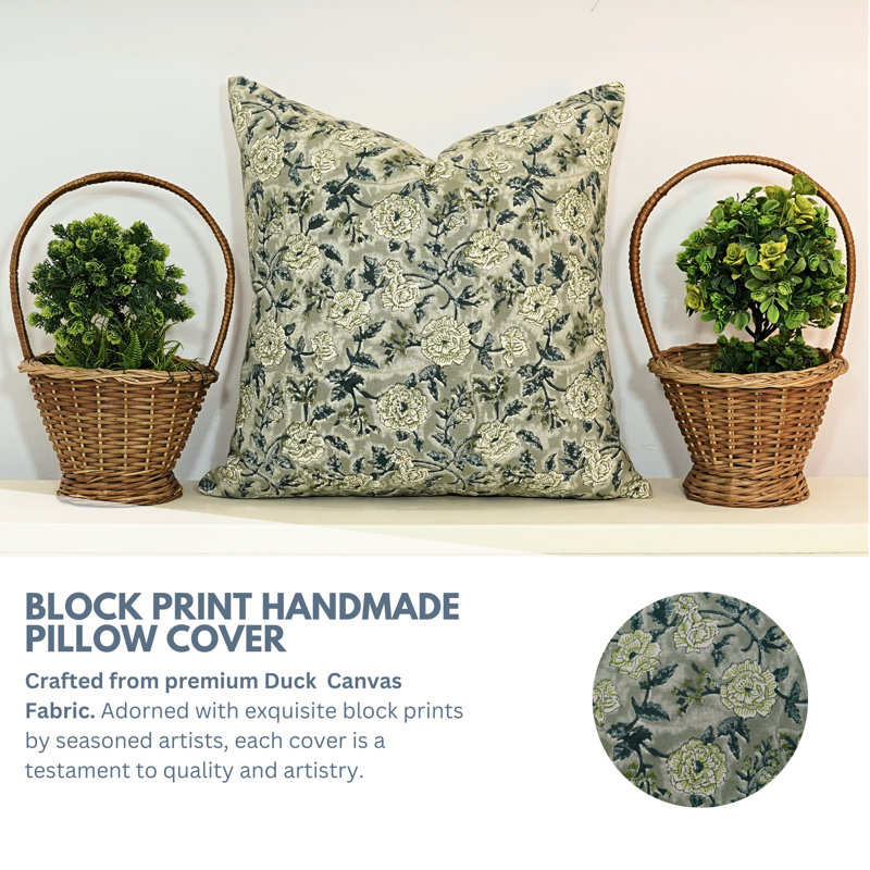 Housse de coussin en coton fabriquée à la main Fabividine Rameshwaram, H 20 po x l 12 po