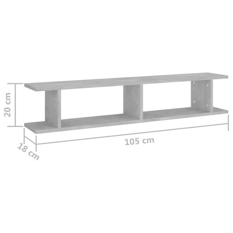 Averyonna 2 Piece, Concrete Grey, 20 cm H x 75 cm W x 18 cm D 