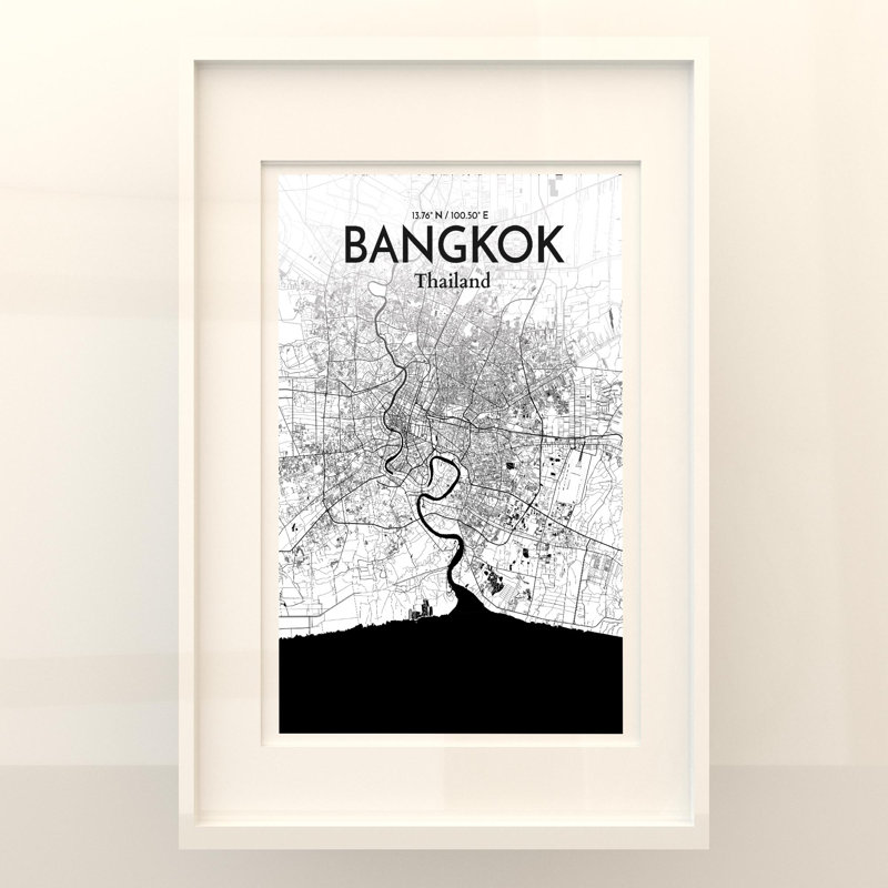 Bangkok City Map In Ink - No Frame Print, 36cm H x 24cm W x 0.05cm D