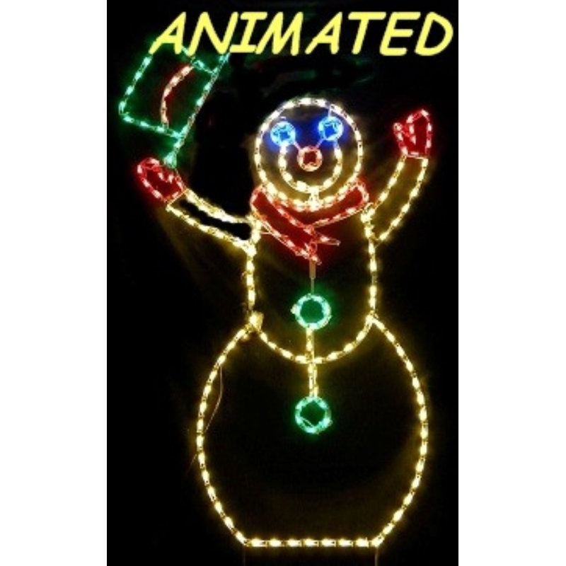 Grand présentoir de Noël animé de base bonhomme de neige illuminé