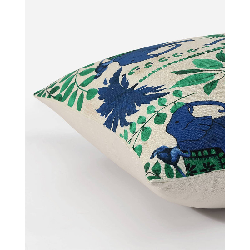 Square Pillow Cover & Insert, Baritone Blue Monkey On Elephant