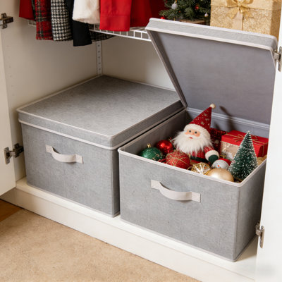 Ensemble de 2 boîtes de rangement en tissu avec couvercles