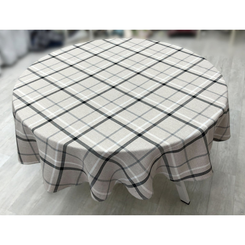 Abydos Polyester CHECKED Round Table Cloth, Grey