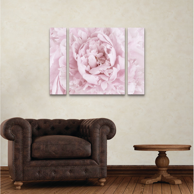 Ensemble de 3 panneaux Cora Niele «Pink Peony Flower», H 24 po x l 32 po x P 2 po