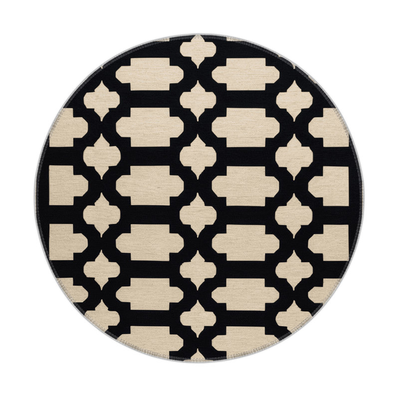 Tapis gris intérieur et extérieur Trellis, Rond 5 pi