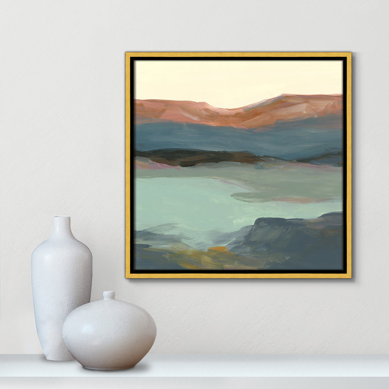 Euzelia Rolling Bluffs by Carol Robinson - Painting Print, Picture Framed Canvas, 17.5" H x 17.5" W, Black