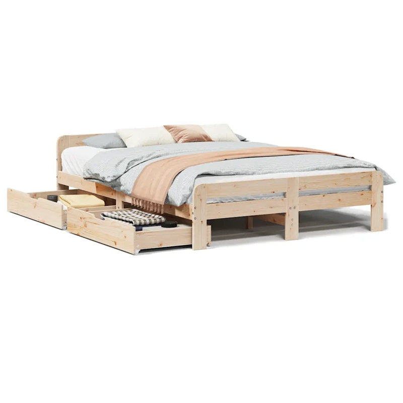 Annliese Solid Wood Bed, Highgloss Sand Grey, Kingsize (5')