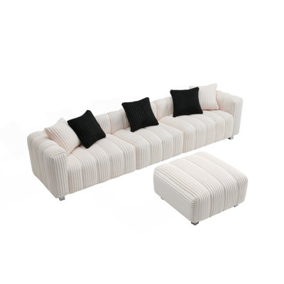 3-Seater Sofa With Ottoman, Comfy Couch