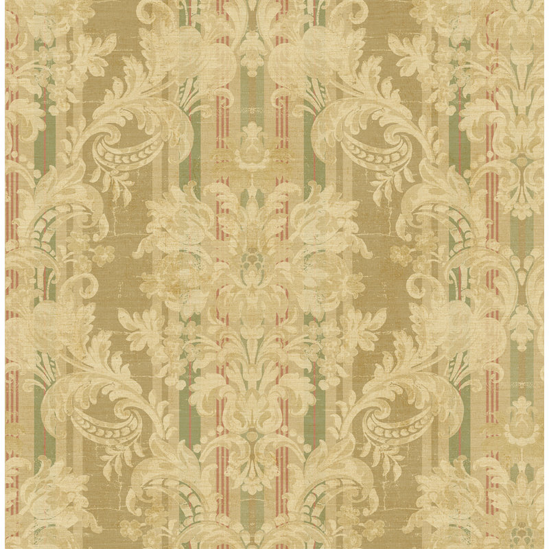 Papier peint rayé damassé Seabrook Designs, Beige