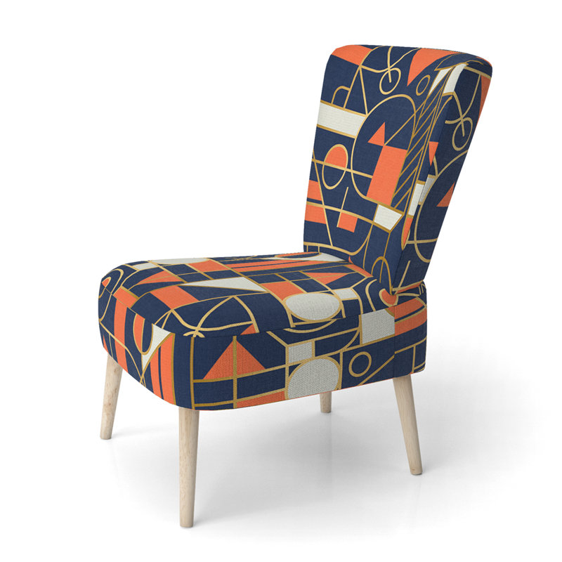Chaise d'appoint rembourrée à motif rétro géométrique
