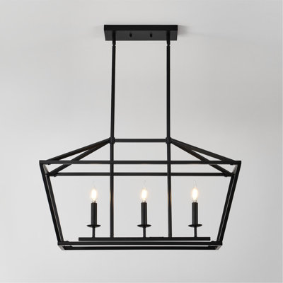 3-Light Black Linear Chandelier Kitchen Island