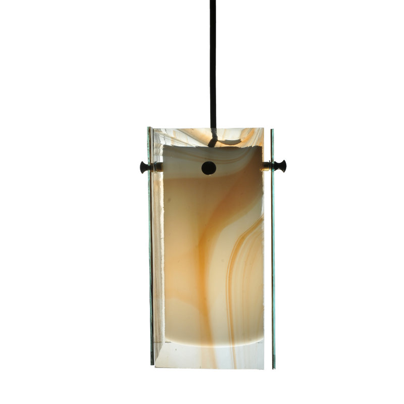 Black and Cognac Swirl Glass Mini Pendant Light