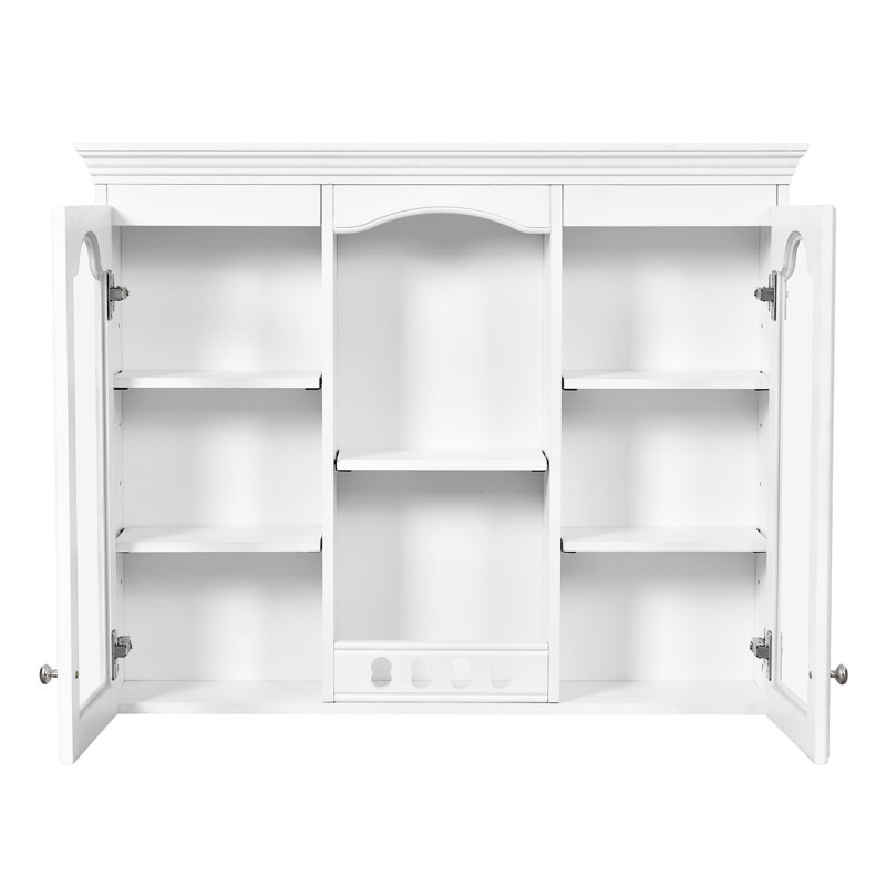 Armoire de salle de bain murale, blanc, tablettes réglables, entonnoir de rangement suffisant, tablettes pour les essentiels