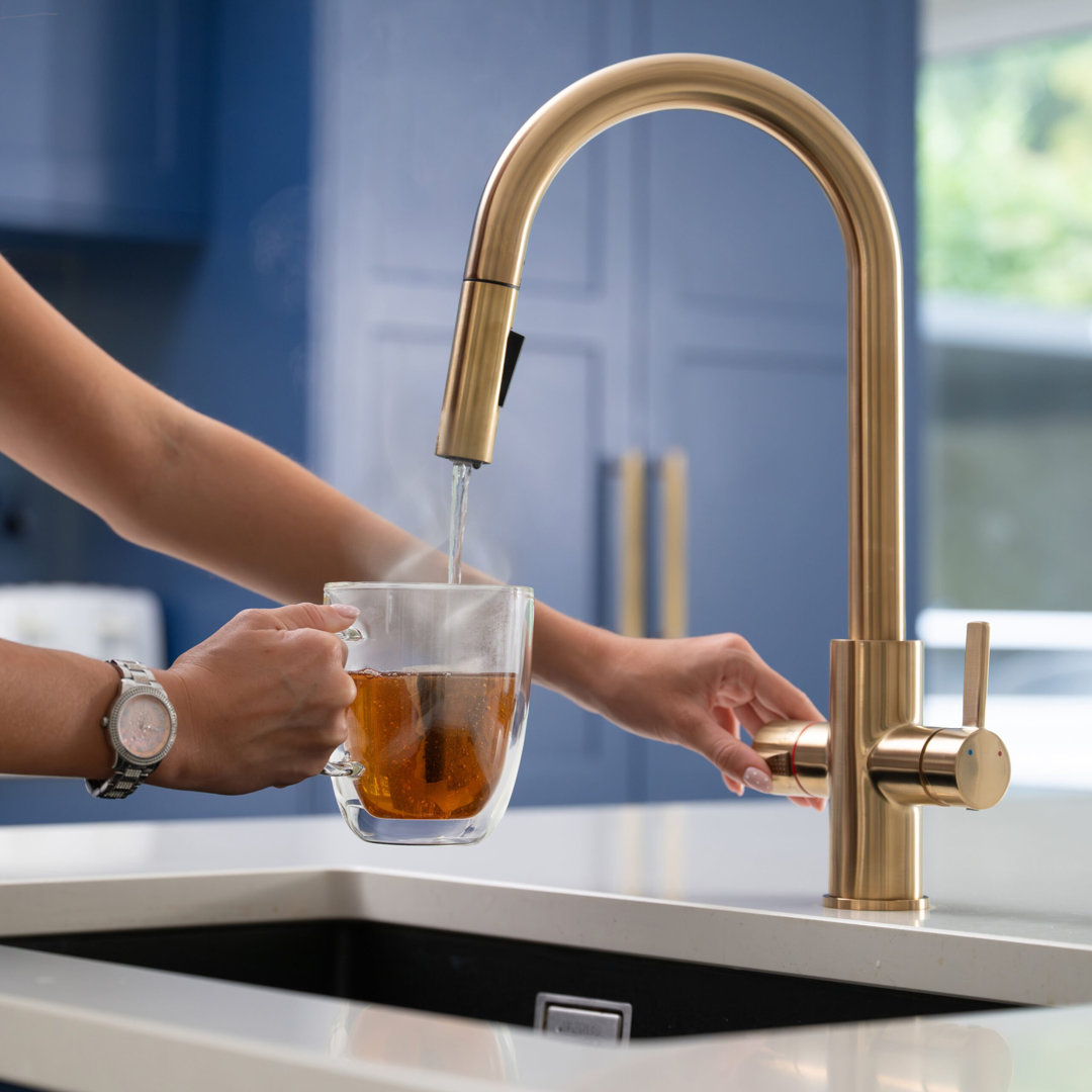 4-in-1 Instant Boiling and Filtered Water Tap with Pull-Out Spray - C-Shape - 2.4 Litre Boiler