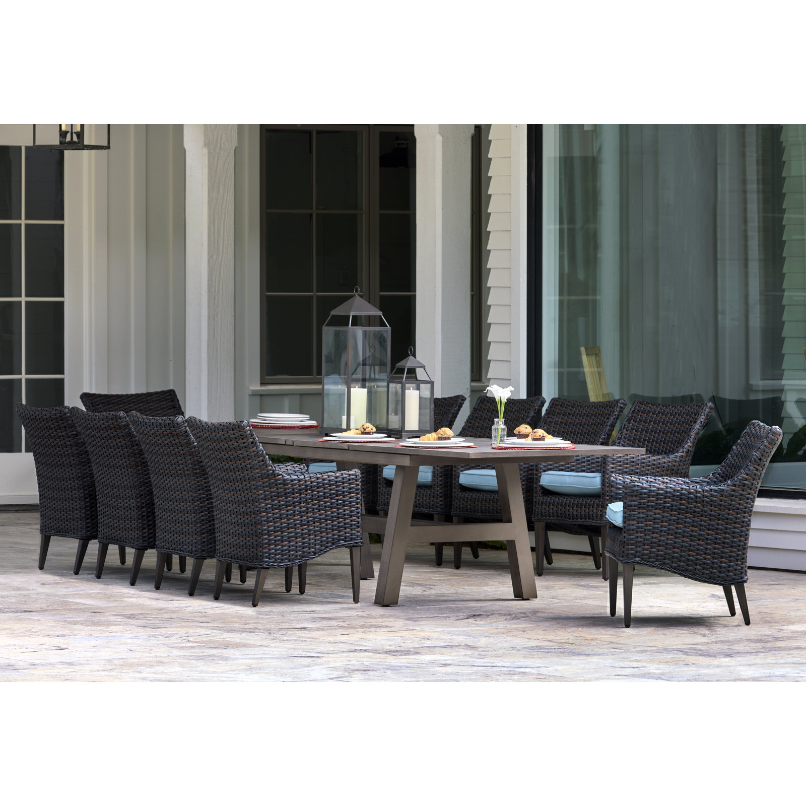 Keiser 84" Patio Dining Set, Blue, 10