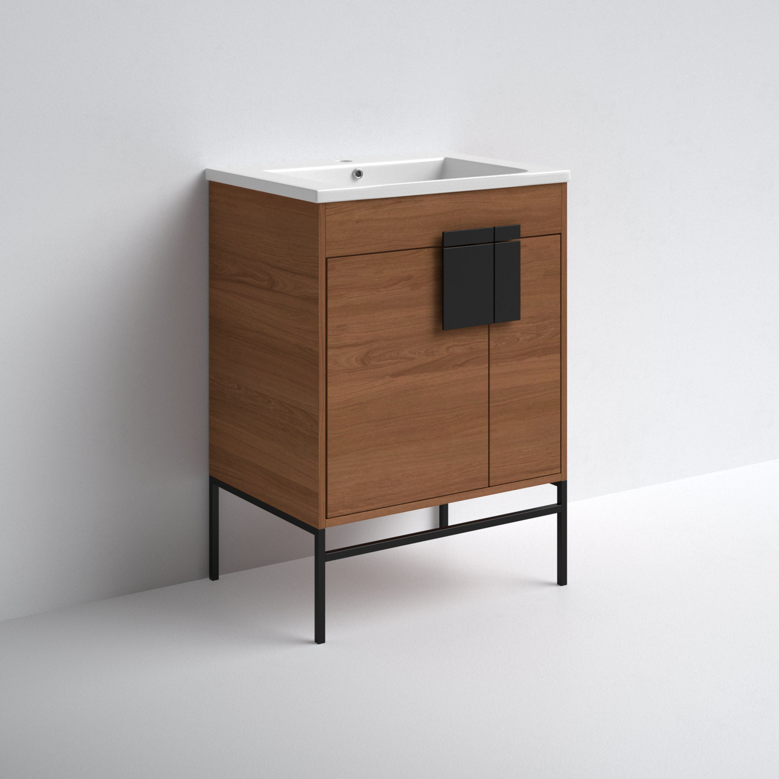 Maisie 24'' Single Bathroom Vanity, Black Matte, Walnut