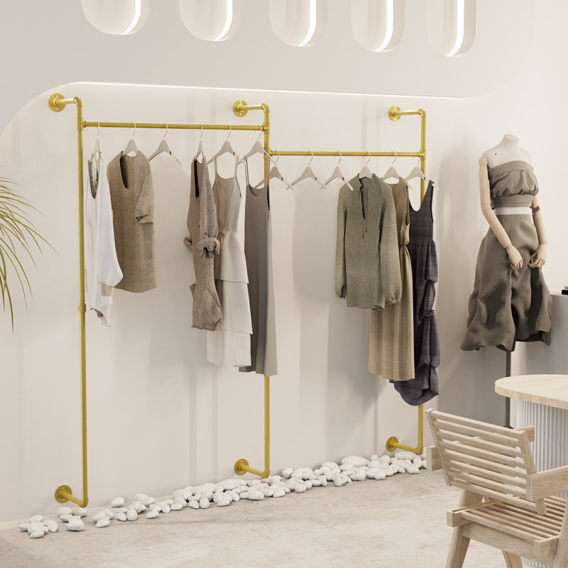 Joshoua 80.7'' Metal Wall Mounted Clothes Rack
