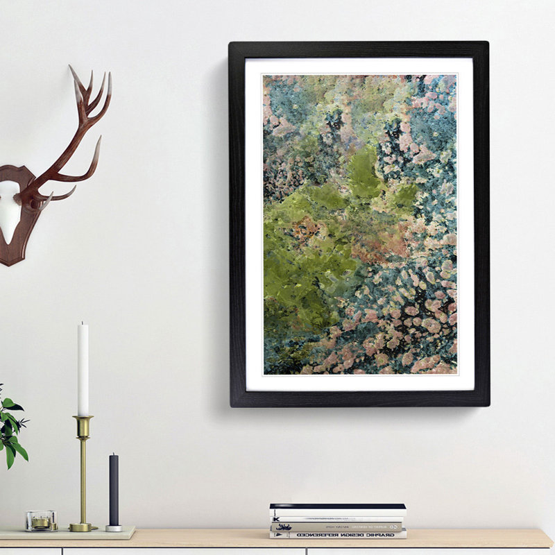 High Above the Greens in Abstract - Picture Frame Graphic Art Print, 65cm H x 48cm W x 2cm D, Black Framed