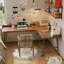 Bureau d'écriture brun en bois massif en forme de L-801507803-801507805