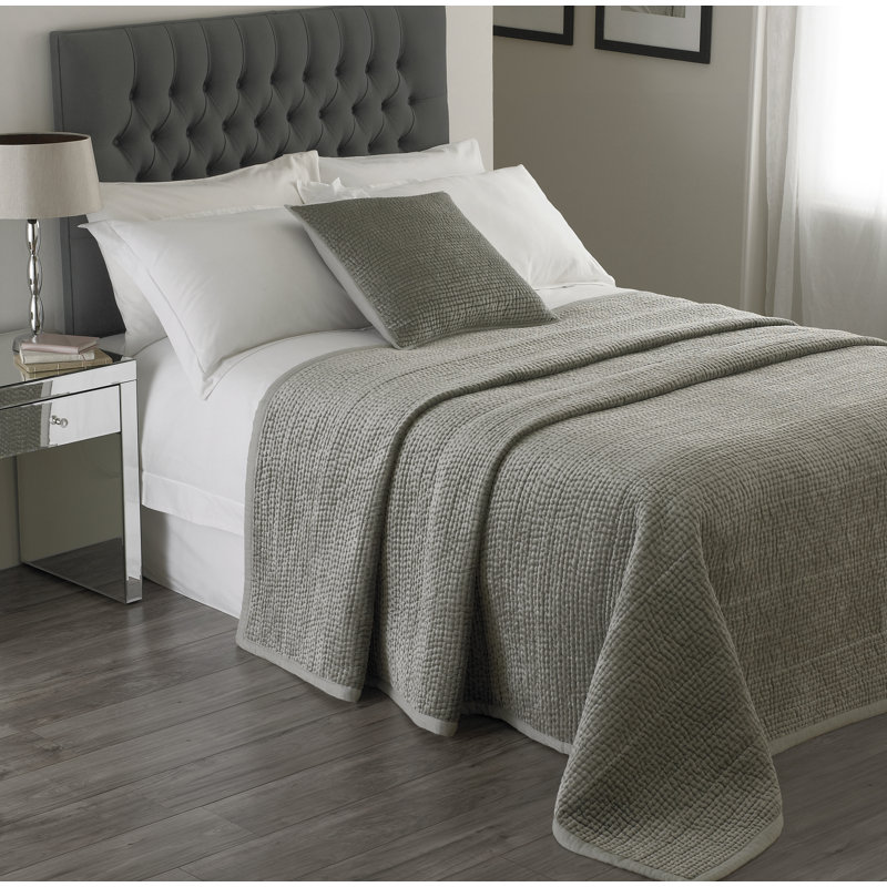 Dalrymple Rayon Patchwork Bedspread, 240 cm W x 250 cm L, Silver