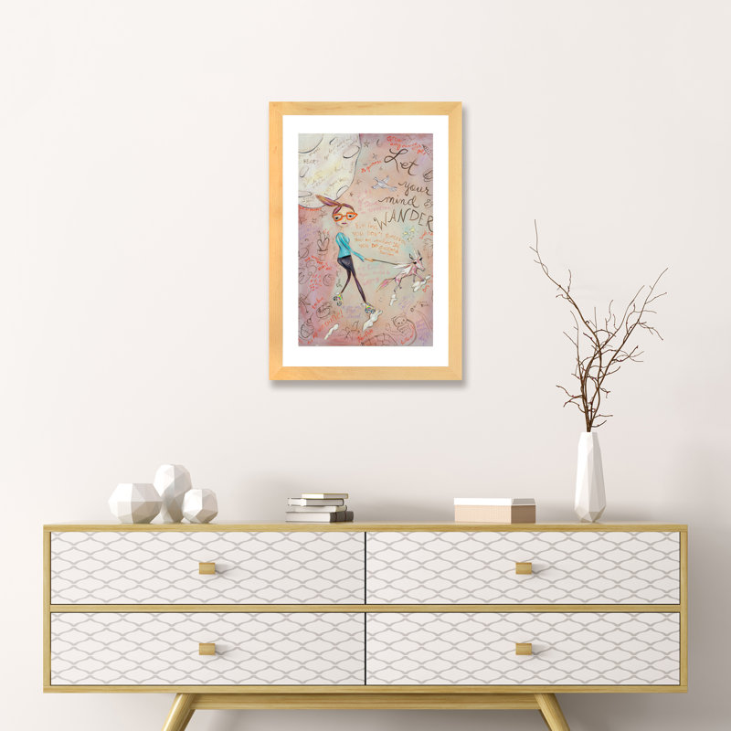 «Let Your Mind Wander» par Heather Renaux - impression d'art graphique, H 24 po x l 16 po x P 1 po, Papier avec cadre beige