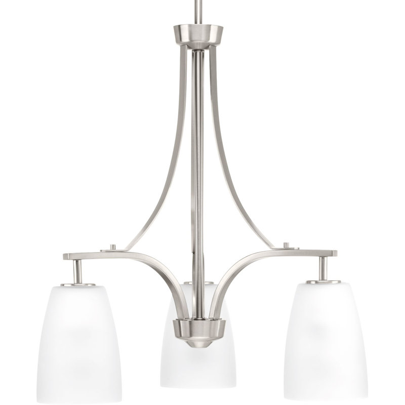 Lustre classique / traditionnel à 3 lumières Devi, Nickel brossé