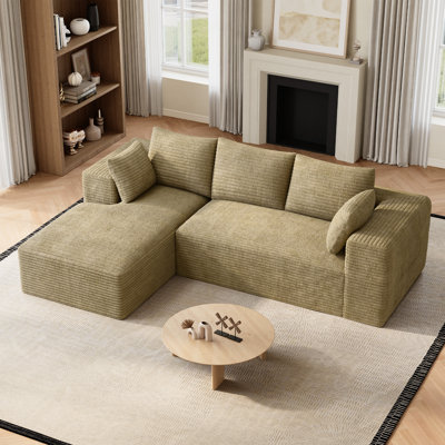Adame 110"W Sectional Sofa Couch With L‑Shaped Chaise, Cup Holders & Storage Pockets - No Assembly Required