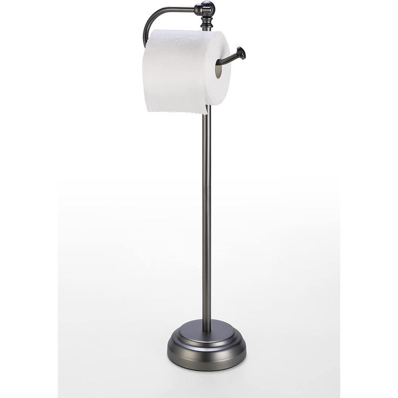 Porte-papier hygiénique sur pied pour salle de bain, Nickel noir