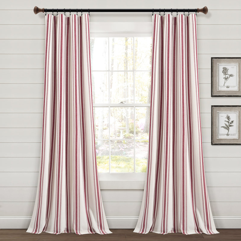 Cotton Blend Semi Sheer Curtain Pair, Blue, 95"L x 42"W