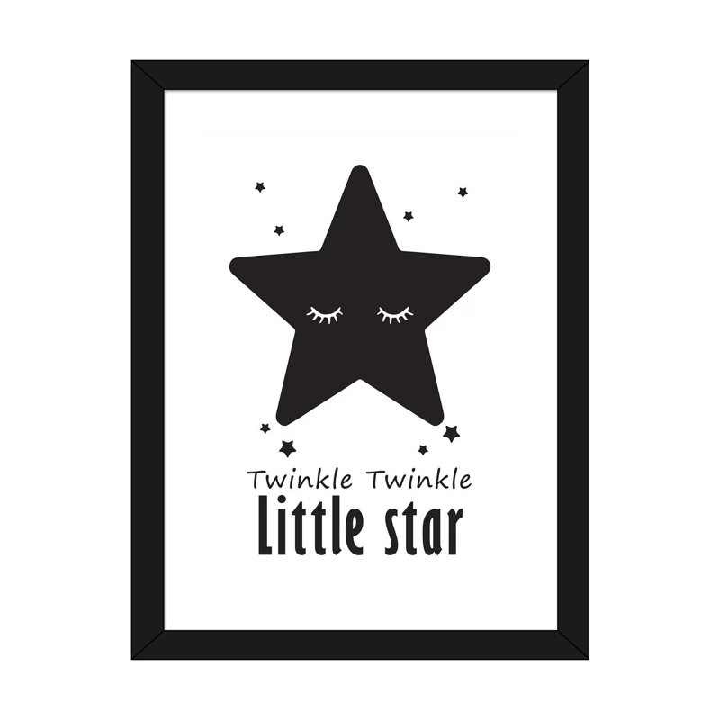 Twinkle Little Star - impression d'art graphique, Papier encadré noir, Blanc, H 24 po x l 16 po x P 1 po
