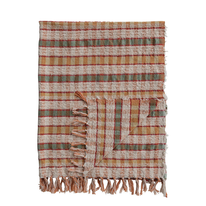 Artisan Striped Cotton Throw with Fringe