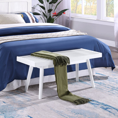 Solid Wood Slatted Bench - 41.30-Inch Length
