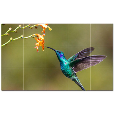 Bird Photo 4.25'' x 4.25'' Satin Ceramic Decorative Mural