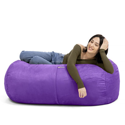 Pouf suspendu avec housse amovible en microfibre suédée, couleur raisin, pour 1 adulte ou 2 enfants