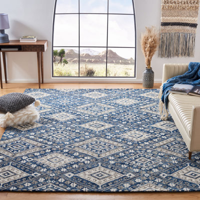 Tapis noir / ivoire en laine touffeté à la main Vahakn