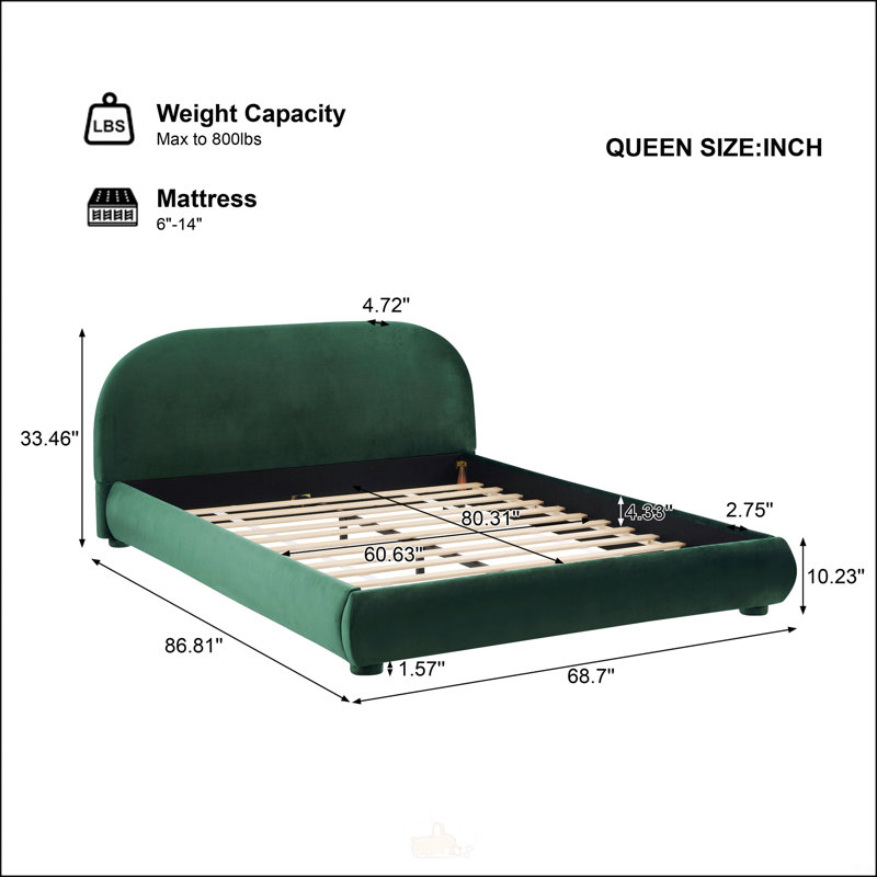 Lit moelleux en velours vert foncé, Vert