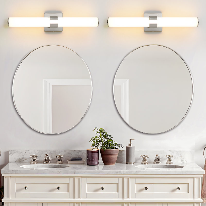 Barre d'éclairage de salle de bain à DEL à intensité variable 23 po Jesseray, Nickel, H 4,7 po x l 22,8 po x P 3,6 po