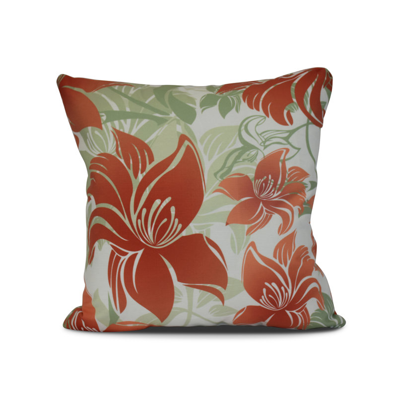Housse et insert de coussin d'extérieur carré tropical Tropical Tree, Orange, H 20 po x l 20 po x P 3 po