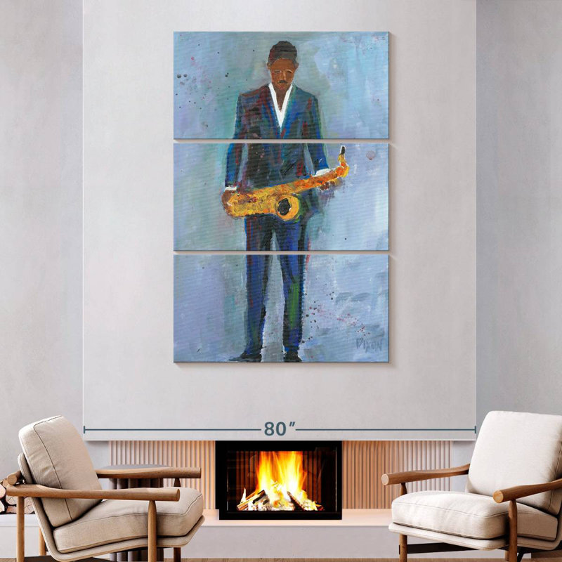 Abarca Sax In A Blue Suit, 74" H x 48" W