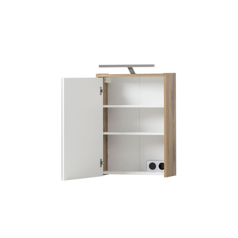 Lankton 43.5mm W 64mm H Surface Framed Medicine Cabinet Mirror 2 Adjustable, Brown/Silver