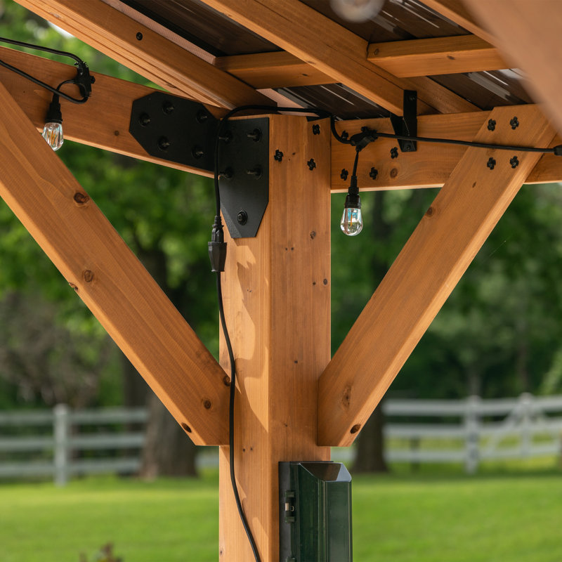 Norwood 16 ft. x 12 ft. Cedar Wood Gazebo with Steel Roof