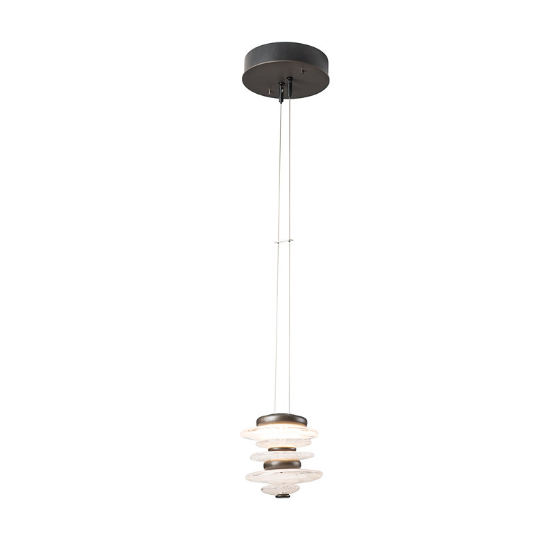 Cairn 1 - Light Single Geometric LED Pendant, Dark Smoke, 6" H x 6" W x 6" D 