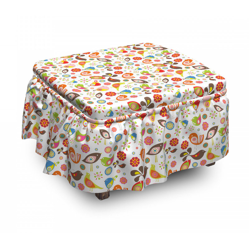 Housse pour repose-pieds ornemental oiseaux abstraits