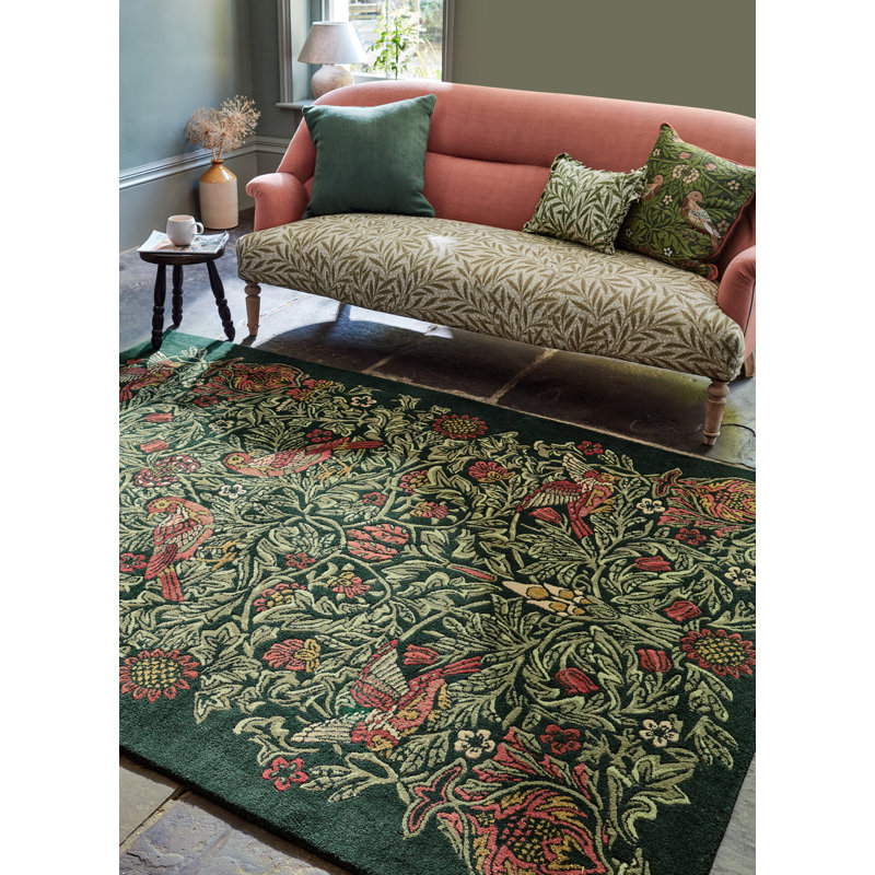 Hand Tufted Wool Floral Area Rug, Rectangle 9' x 12'