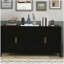 Table d'appoint U_Style de 63,1 po à 4 bandes verticales ondulées avec armoire de rangement élégante, pieds en bois massif peint, poignées en métal, convient au restaurant, au salon, à la cuisine ou au vestibule (noir)