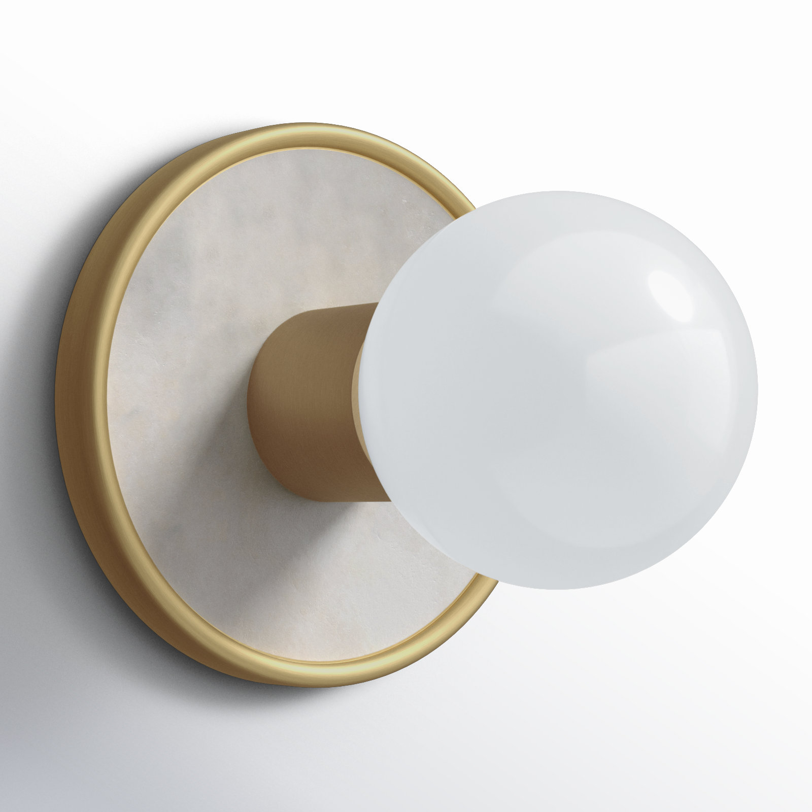Rocha Single Dimmable Bath Sconce, No, White Alabaster/Natural Aged Brass