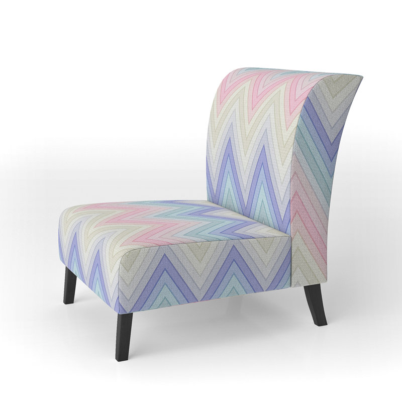 Multicolor Horizontal Chevron - Upholstered Patterned Accent Slipper Chair