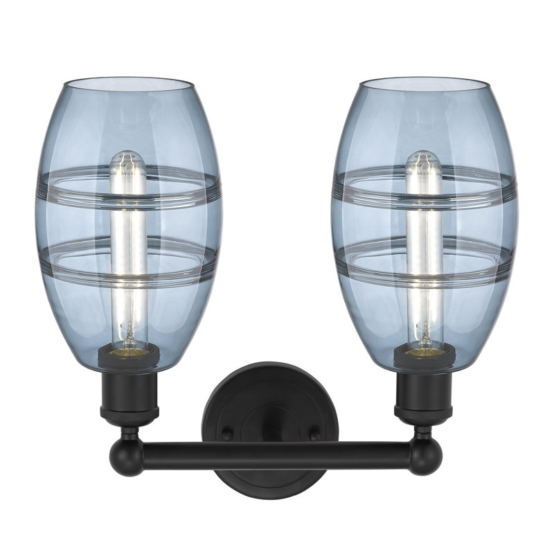Éclairage pour meuble-lavabo à 2 lumières Kusham, Bleu princesse, Noir mat