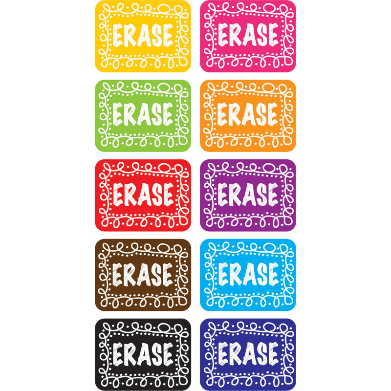 Ashley Chalk Design Mini Whiteboard Erasers for Kids, Pack of 10