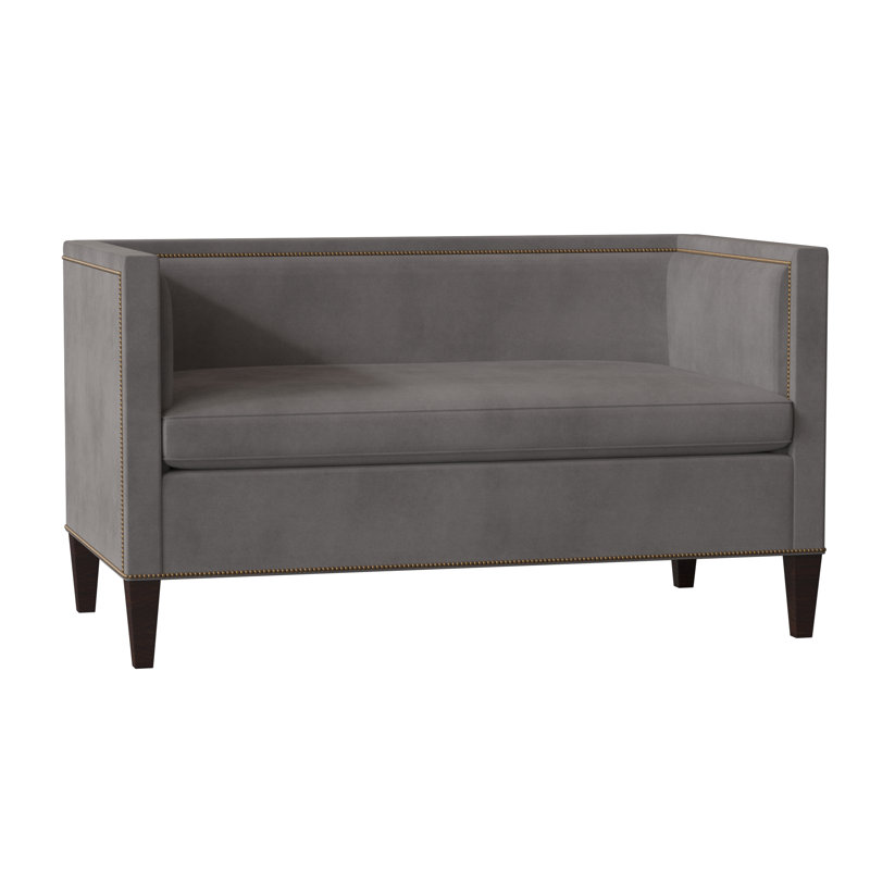 Canapé à accoudoirs carrés 58" Hamilton, Étain Grayson, Noyer noir, Naturel français